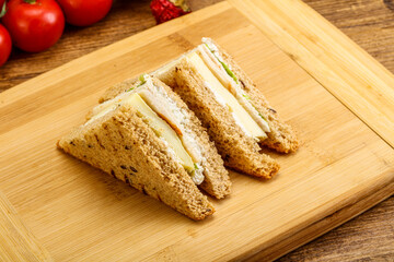 Club sandwich with chicken and cheese