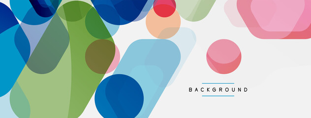 Color bubbles and rounded geometric shapes on white. Vector geometric minimal abstract background for wallpaper, banner, background, landing page