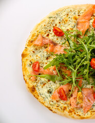 Italian Pizza with salmon and cheese