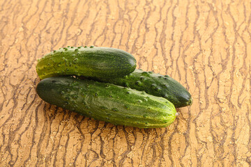Fersh juicy green cucumbers heap