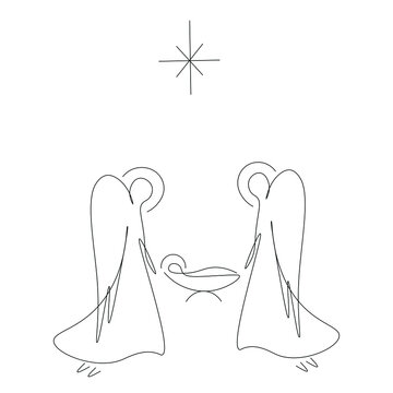 Jesus Christ baby and angels, christmas design vector illustration