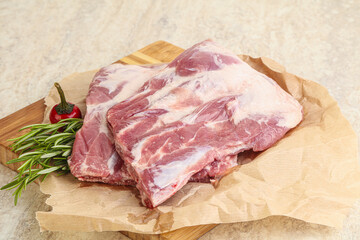 Raw pork ribs for cooking