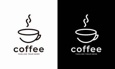 Coffee icon. Single high quality outline symbol for web design or mobile app. Thin line sign for design logo. on a black and white background.