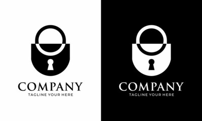 Padlock Icon Vector Logo Design Template. on a black and white background.