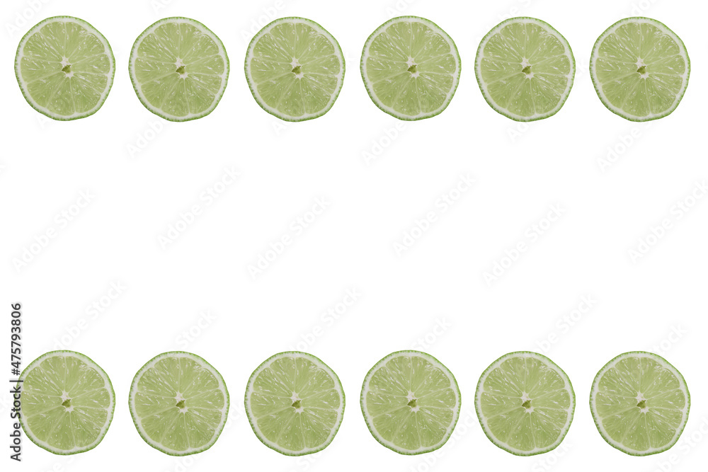 Aufkleber white background for copy space with lemon slices on the frame