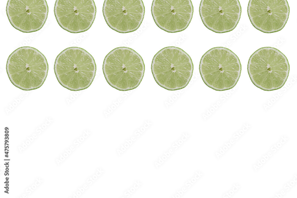 Aufkleber white background for copy space with lemon slices on the frame