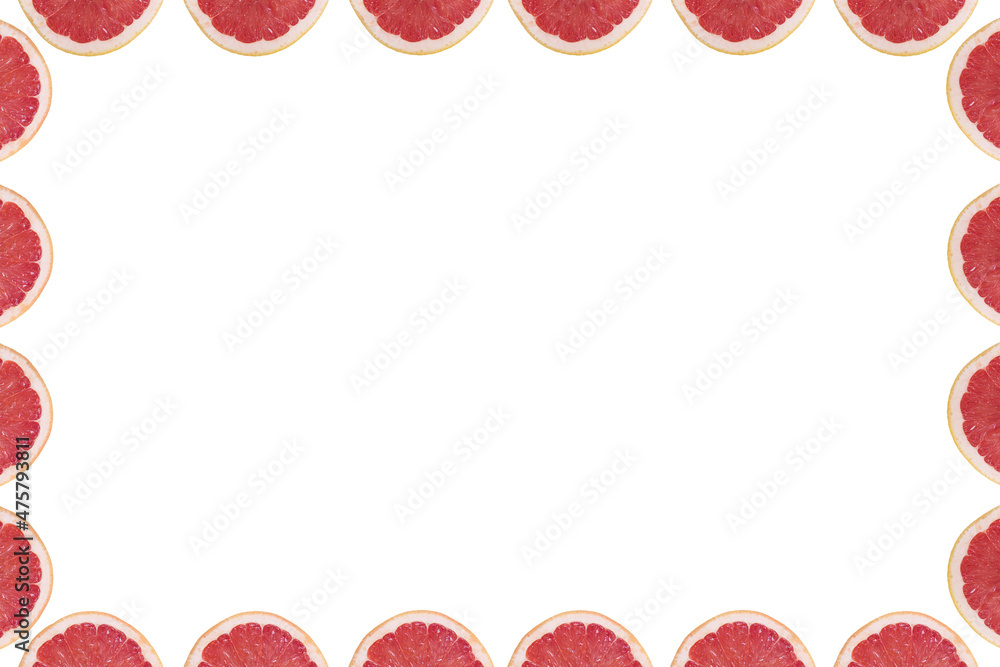 Poster white background for copy space with orange slices on the frame