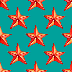 Seamless pattern with red stars. Christmas Holiday Pattern.