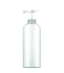 Vector realistic blank template of plastic bottle with dispenser. Mock-up of package.