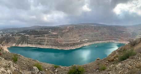 panorama lake in the form of a heart in crimea