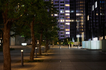 東京の夜景と夜道