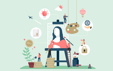 NFT ( non-fungible token ) concept web banner  illustration