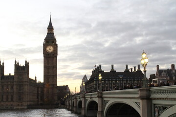 Fototapeta na wymiar Big Ben and Westminster Bridge by night, London, UK