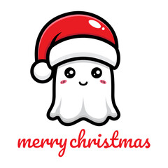 cute ghost is celebrating christmas