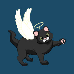 Cat with christmas angel wings and nimbus