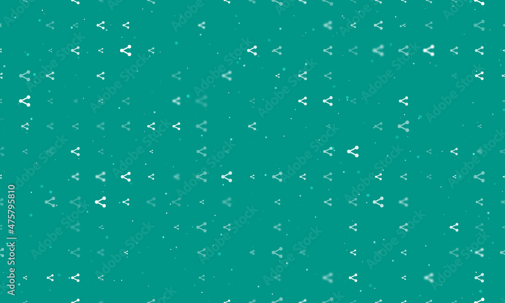 Poster seamless background pattern of evenly spaced white share symbols of different sizes and opacity. vec