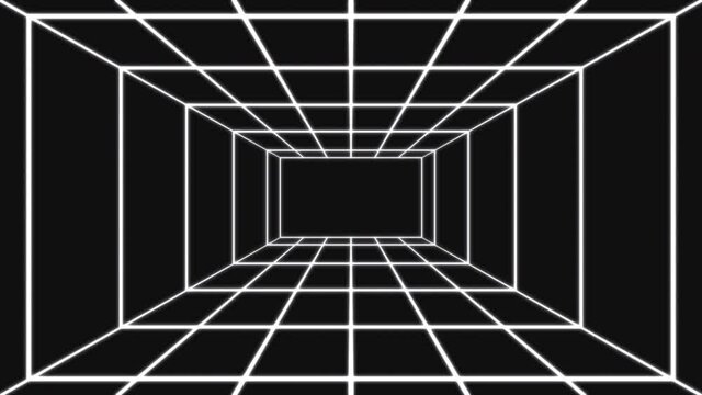 4K Abstract Square Lines Infinity Zoom Loop Animation Black And White