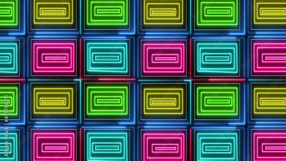 Poster neon glow color moving seamless art background abstract motion screen 4k. neon moving seamless art l