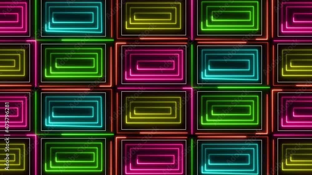 Poster neon glow color moving seamless art background abstract motion screen 4k. neon moving seamless art l
