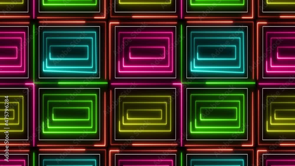 Poster neon glow color moving seamless art background abstract motion screen 4k. neon moving seamless art l