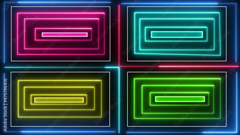 Poster neon glow color moving seamless art background abstract motion screen 4k. neon moving seamless art l