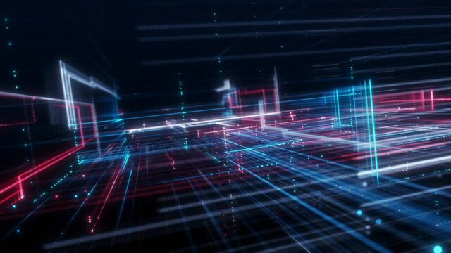 A futuristic background made up of many neon lines and shapes, perfect for your science and technology films.