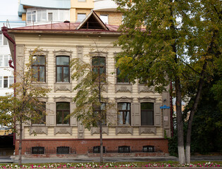 Beautiful building in the center of Tyumen in autumn