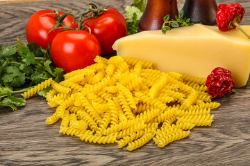 Raw Italian pasta Fusilli for cooking