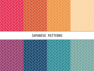 和柄　檜　檜垣　セット　スウォッチ　檜模様　斜め　背景素材　背景　柄　伝統　壁紙　シームレス　レトロ