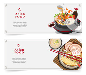 Design banner for social networks, Asian food Template Design for advertising, vector illustration.