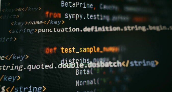 Software developer programming code. Abstract computer script coding. Programming code screen of software developer.