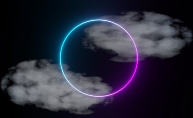 3d render of RGB neon light on darkness background. Abstract Laser lines show at night. Ultraviolet spectrum beam scene