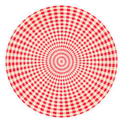 Nappe ronde en toile Vichy à carreaux rouges, fond blanc 