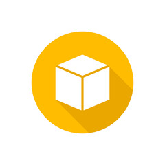 Cube flat vector button icon