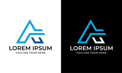 AF FA Letter Logo Design vector Template. on a black and white background.