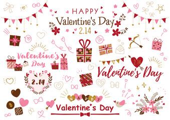 手書き、手描き バレンタイン 文字デザイン、アイコン、イラスト