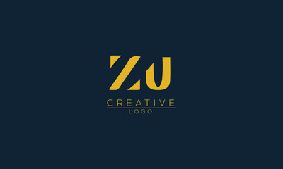 ZU is a creative logo with golden color and blue background.