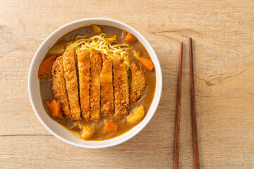 curry ramen noodles with tonkatsu fried pork cutlet