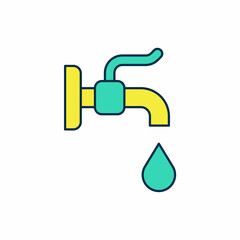Filled outline Water tap icon isolated on white background. Vector