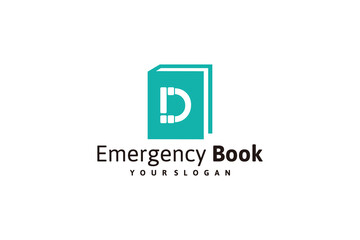 book logo design inspiration with phone and exclamation mark logo design.