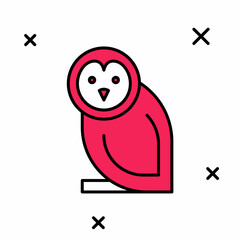 Filled outline Owl bird icon isolated on white background. Animal symbol. Vector