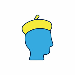 Filled outline French man icon isolated on white background. Vector