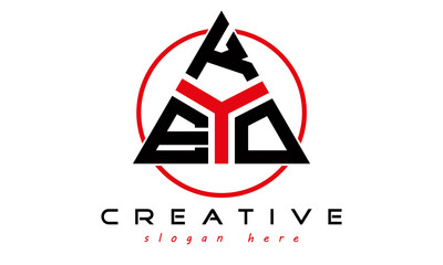 triangle badge with circle EKO letter logo design vector, business logo, icon shape logo, stylish logo template - obrazy, fototapety, plakaty