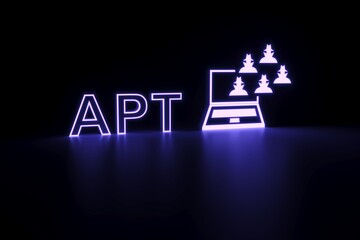 APT neon concept self illumination background 3D illustration