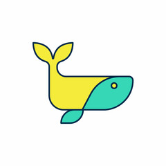 Filled outline Whale icon isolated on white background. Vector