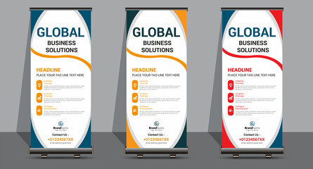 Creative Business Roll Up Signage Banner Template Design.