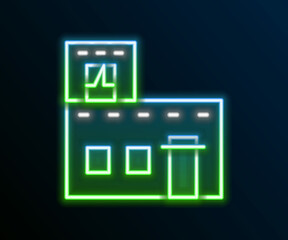 Glowing neon line Traditional Mexican house icon isolated on black background. Colorful outline concept. Vector