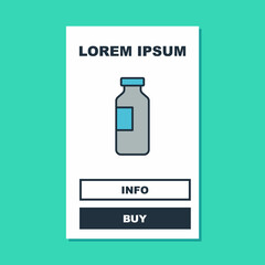 Filled outline Bottle of water icon isolated on turquoise background. Soda aqua drink sign. Vector