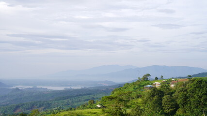Beautiful natural scenery on the slopes of Mount Ciremai, Palutungan area, Kuningan Regency, Indonesia.