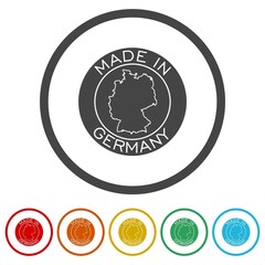 Made in Germany icon isolated on white background, color set